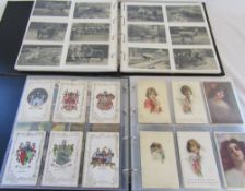 2 large postcard albums inc London Zoo, greeting cards, comic cards, Karel Links, Tom Browne,