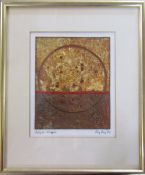 Mixed media abstract 'July 4:Horizon' by Roy Ray '83 27 cm x 32 cm (size including frame)