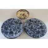 6 Villeroy & Boch 'marble blue' pattern service plates (chargers) D 30 cm & Masons Ironstone