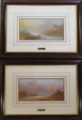 Pair of oil on board of Highland scenes of cattle and sheep signed Raymond Alfred Gilronan (b.