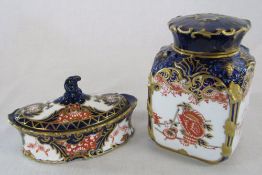 2 Victorian Royal Crown Derby imari pattern lidded pots c.