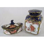 2 Victorian Royal Crown Derby imari pattern lidded pots c.