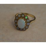 9ct gold opal cluster ring, total approx weight 3.