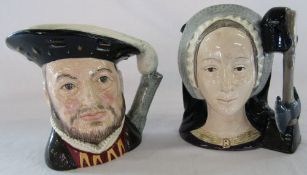 2 large Royal Doulton character jugs - Henry VIII & Anne Boleyn