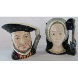 2 large Royal Doulton character jugs - Henry VIII & Anne Boleyn