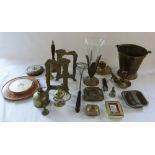 Selection of brassware inc bucket, bells, photo frames,