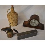 1930s mantle clock, Moore & Wright cased spirit level,