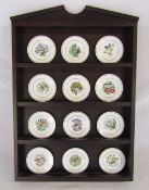 Set of 12 Wedgwood miniature bird plates 'Windsor Great Park' 1980 Perennis complete with wooden