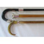 3 silver mounted walking sticks / canes