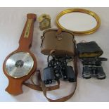 Weathermaster barometer, binoculars,