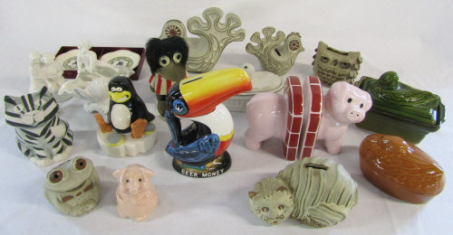 Assorted ceramics inc novelty money boxes,