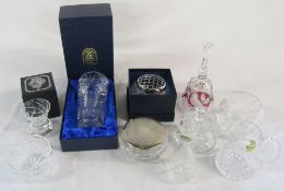 Various glassware inc crystal vases, jugs, preserve jars by Webb Corbett,
