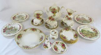 Royal Albert 'Old Country Roses' part tea service together with Four Seasons plates & vase,