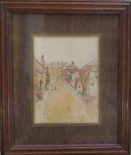 Early 20th century watercolour of Louth framed by Lacey & Greaves of Eastgate and Vickers Lane