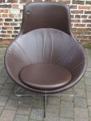 Brown leather 'Conic' style chair (possibly PearsonLloyd)