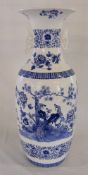 Large blue and white oriental style vase H 59 cm