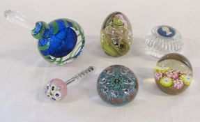 Assorted glass paperweights inc Wedgwood,