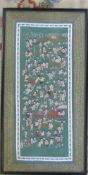 Framed Chinese silk picture depicting children playing 35 cm x 66 cm (size including frame)