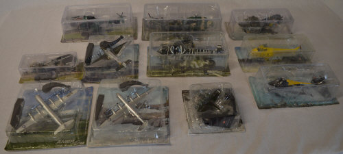 Various Amercom model aircraft including helicopters and aeroplanes