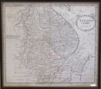 Map of Lincolnshire by R Morden 46 cm x 40 cm (size includes frame)