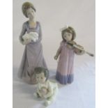 3 Nao figurines - girl with violin,