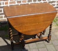 Oak gate leg table with barley twist legs