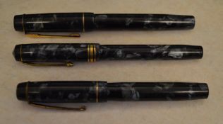 3 fountain pens with 14ct gold nibs including The Croxley Pen,