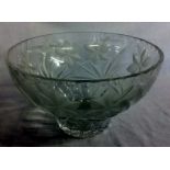 Cut glass daffodil bowl in the style of Keith Murray, small chip to rim.