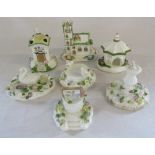 Selection of Coalport ceramics - Village Church, The Umbrella House, Dove cote, The Bird bath,