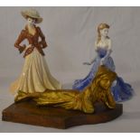 2 Coalport figures of ladies and a gilded figure