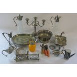 Various silver plate inc candelabra & claret jugs