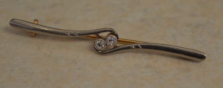 15ct gold and twin diamond twist brooch, total approx weight 3.