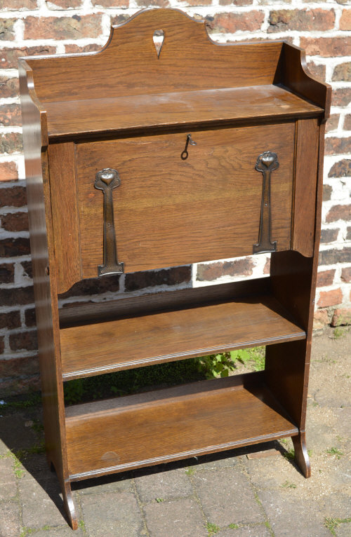 Art Nouveau small oak bureau