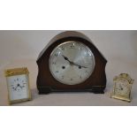 1930s mantle clock and 2 modern carriage clocks