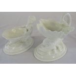 2 Royal Worcester blanc de chine salts - merboy and fish