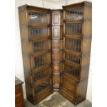 2 Globe Wernicke sectional bookcase with leaded glass & label & a corner unit