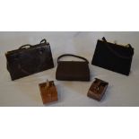 3 handbags and 2 clothes brushes sets