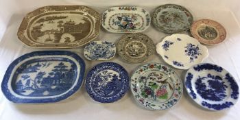 Various 19th century ceramics including meat dishes,