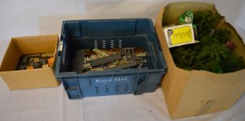 Quantity of model railway scenery including trees/flock, gates and posts,