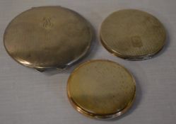 2 hallmarked silver compacts and a white metal compact