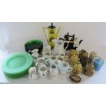 Selection of ceramics and glassware inc Portmeirion (af), sewing machine teapot (af),