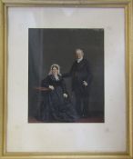 Framed painting of a man and a woman in Victorian dress 44 cm x 53 cm (size including frame)