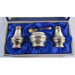 Cased silver cruet set Birmingham 1988 total weight 1.