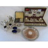 Selection of silver plate inc cutlery and cruet set