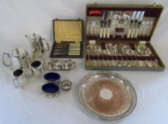 Selection of silver plate inc cutlery and cruet set