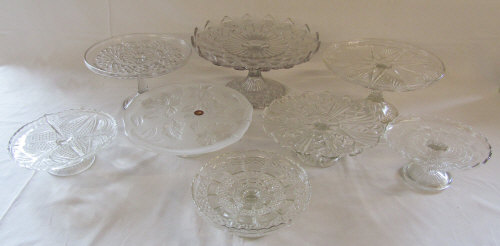 Selection of glass cake stands inc Waltherglas