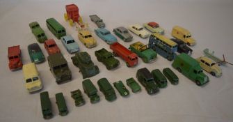 Various playworn die cast model cars including Dinky,