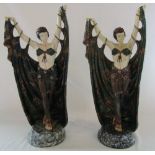 Pair of resin Art Deco style figurines by Acadamy H 59 cm