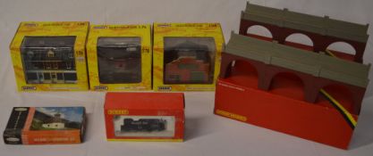 3 Scenix OO gauge model buildings, Hornby 'Smokey Joe' locomotive,