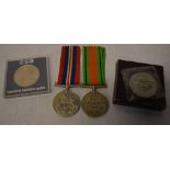 2 WWII medals and 3 commemorative coins